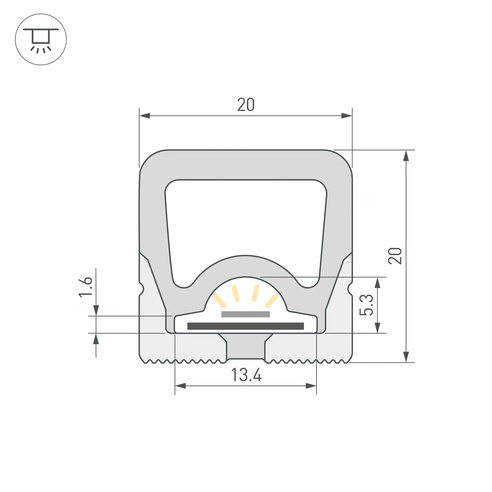 Силиконовый профиль WPH-FLEX-2020-TOP-S13-10m WHITE (Arlight, Силикон)