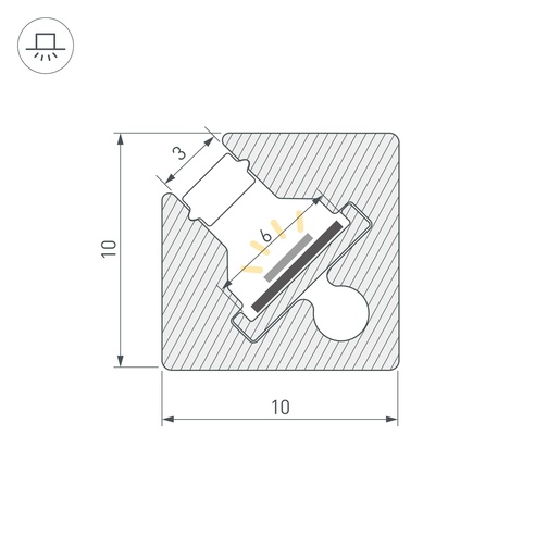 Профиль c экраном SL-KANT-H10-SQUARE-2000 CHAMPAGNE GOLD (Arlight, Алюминий+пластик)