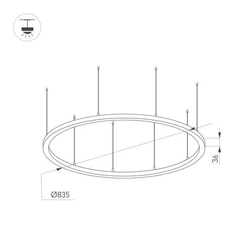 Светильник SP-LINE-HANG-ARC-O3535-D800-65W Warm3000 (BLACK, 230V) (Arlight, Металл)