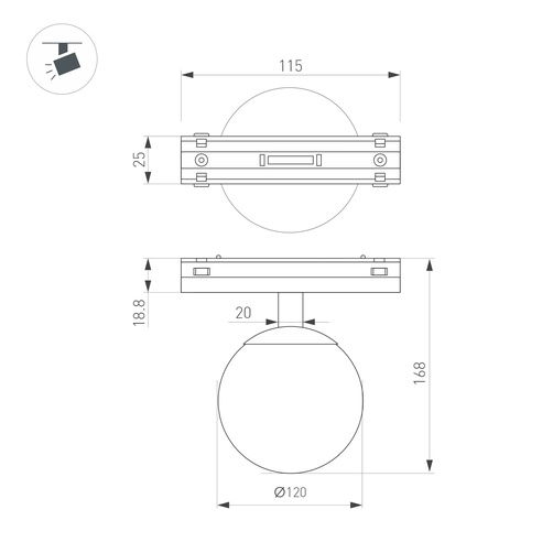 Светильник MAG-VIBE-SFERO-R120-6W Day4000 (BK, 235 deg, 48V) (Arlight, IP20 Металл, 5 лет)