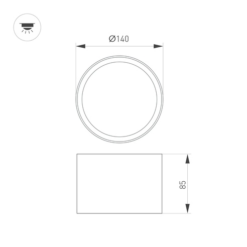 Светильник SP-BISCOTTO-R140-15W Warm3300-MIX (BK-GD, 80 deg, 230V) (Arlight, IP54 Металл, 5 лет)