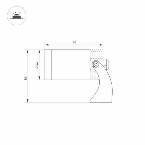 Светильник KT-WATER-R44-8W Warm3000 (SL, 24 deg, 12V) (Arlight, IP68 Металл, 3 года)