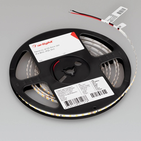Лента светодиодная UL-A120-5mm 24V Warm2700 (9.6 W/m, IP20, 5m) (Arlight, 7 лет)