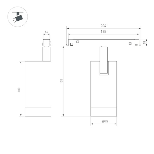 Светильник MAG-ORIENT-SPOT-R45-12W Warm2700 (BK, 24 deg, 48V) (Arlight, IP20 Металл, 5 лет)