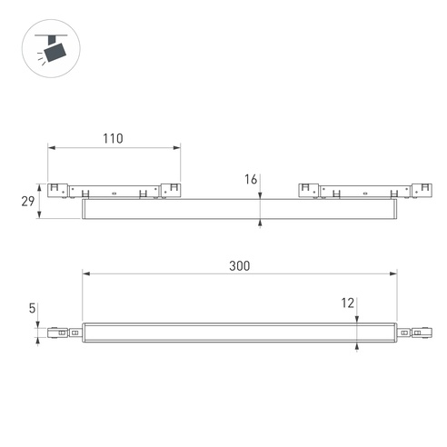 Светильник MAG-MICROCOSM-FLAT-L300-10W Warm3000 (BK, 100 deg, 24V) (Arlight, IP20 Металл, 5 лет)