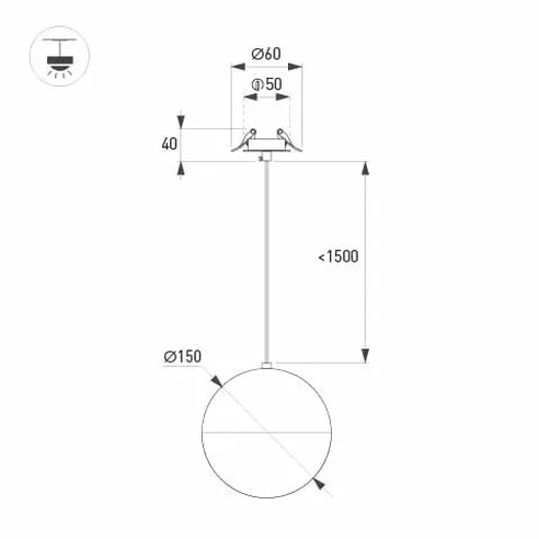 Cветильник SP-EMISFERO-HANG-BUILT-R150-11W Warm3000 (BK, 170 deg, 230V) (Arlight, IP20 Металл, 3 года)