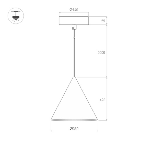 Светильник SP-MAKOTO-R350-14W Warm2700 (WH, 36 deg, 230V, TRIAC) (Arlight, IP20 Металл, 3 года)