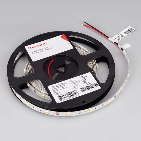 Лента светодиодная RT 2-5000 12V Cool 8K (5060, 150 LED, LUX) (Arlight, 7.2 Вт/м, IP20)