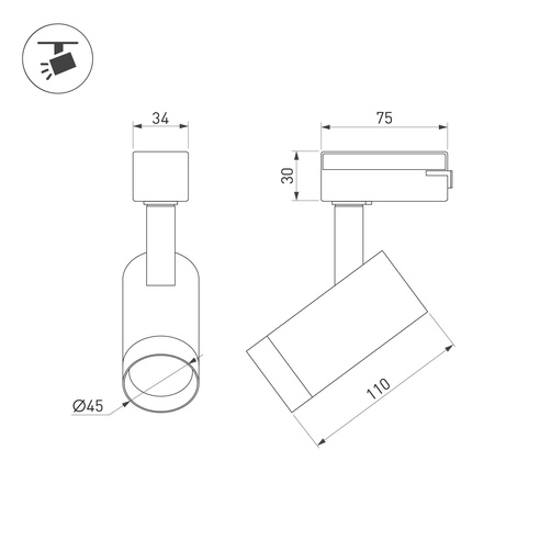 Светильник LGD-SPOT-2TR-R45-7W Warm3000 (BR, 24 deg, 230V) (Arlight, IP20 Металл, 3 года)