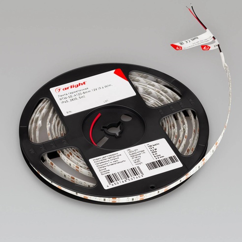 Лента светодиодная герметичная RTW-SE-A120-8mm 12V Red (9.6 W/m, IP65, 2835, 5m) (Arlight, -)