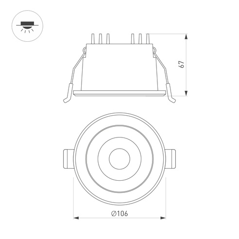 Светильник MS-ALORA-BUILT-R106-9W Day4000-MIX (BK, 40 deg, TRIAC) (Arlight, IP54 Пластик, 3 года)
