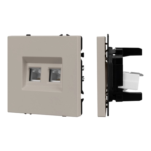 Механизм сдвоенной телефонной розетки SCT-NOBE-MTL2-SFPL-CA (RJ-11, 4C) (Arlight, Кашемир)