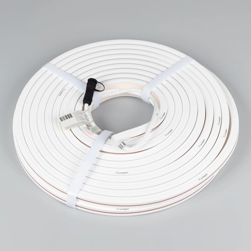 Лента герметичная MOONLIGHT-TOP-X320-13x12mm 24V White6000 (5 W/m, IP67, sauna, 15m, wire x2) (Arlight, Вывод вниз, 3 года)