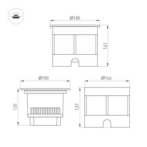 Светильник LTD-DAFNA-GROUND-R180-25W Warm3000 (SL, 10 deg, 230V) (Arlight, IP67 Металл, 5 лет)