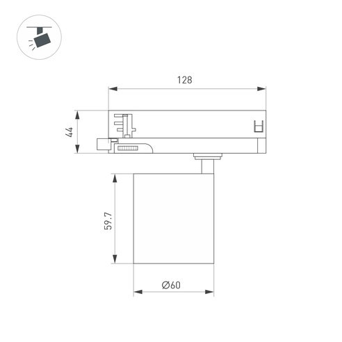 Светильник LGD-DYKE-4TR-R60-8W Warm3000 (WH, 20 deg, 230V) (Arlight, IP20 Металл, 5 лет)