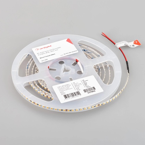 Лента UL-A160-5mm 24V Warm3000 (9.6 W/m, IP20, 5m) (Arlight, Открытый)