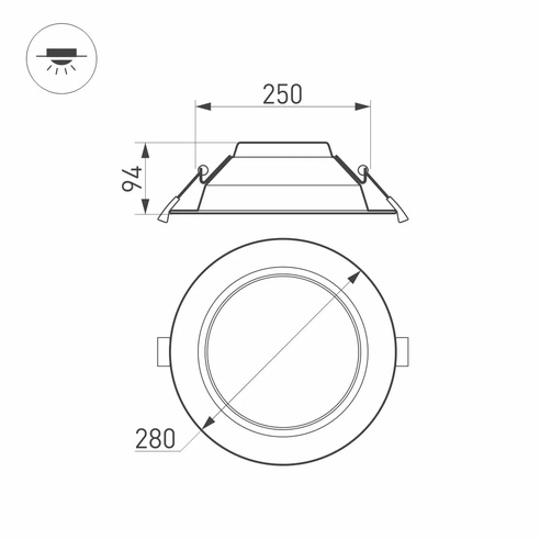 Светильник IM-CYCLONE-R280-40W Day4000-MIX (WH, 90 deg) (Arlight, IP40 Металл, 3 года)