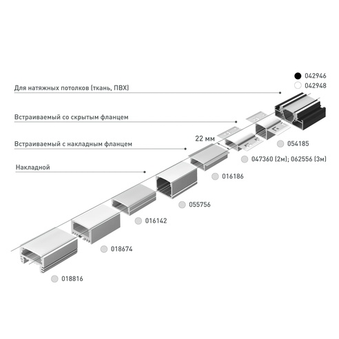Профиль FANTOM-W20-H10-3000 ANOD (Arlight, Алюминий)