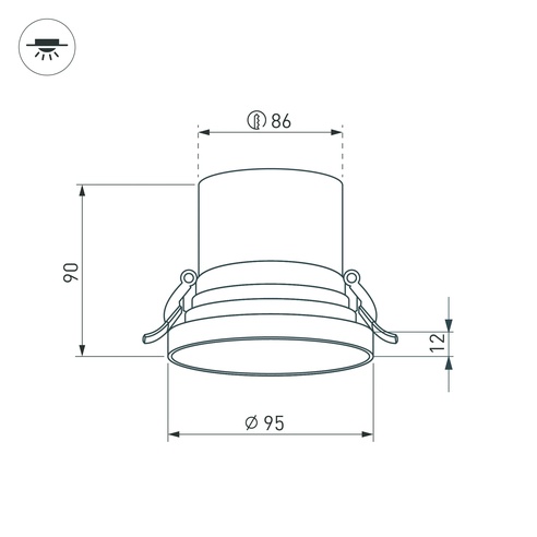 Светильник MS-VOLCANO-BUILT-R95-15W Warm3000 (BK, 38 deg, 230V) (Arlight, IP20 Металл, 5 лет)