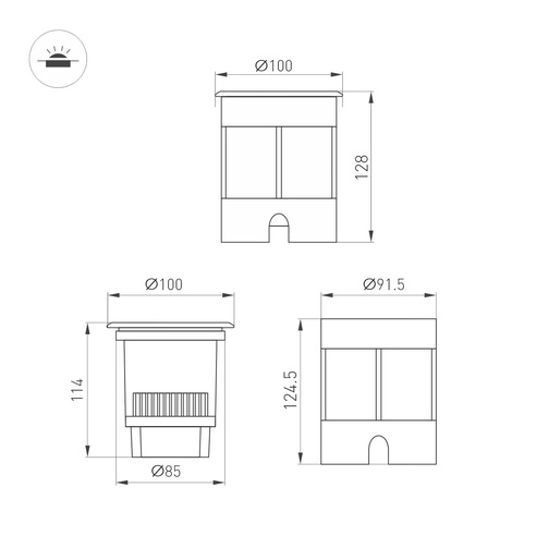 Светильник LTD-DAFNA-GROUND-R100-6W Warm3000 (SL, 20 deg, 230V) (Arlight, IP67 Металл, 5 лет)