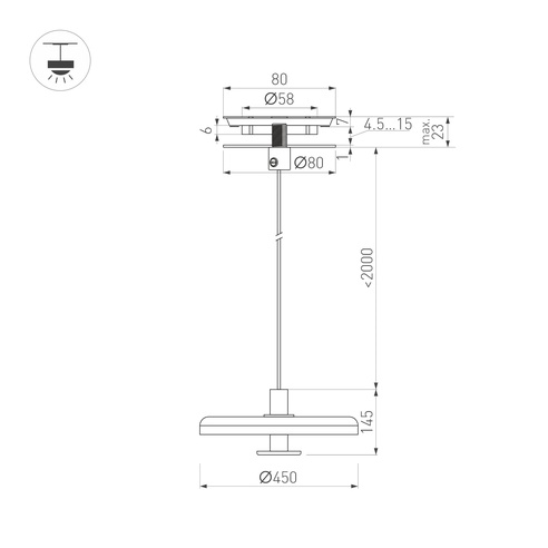 Светильник SP-KOTARO-R450-12W Warm3000 (BK-CF, 36 deg, 230V, TRIAC) (Arlight, IP20)