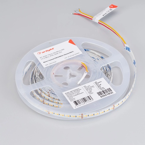 Лента светодиодная RT-A240-10mm 24V White-MIX (19.2 W/m, IP20, 3528, 5m) (Arlight, Изменяемая ЦТ)