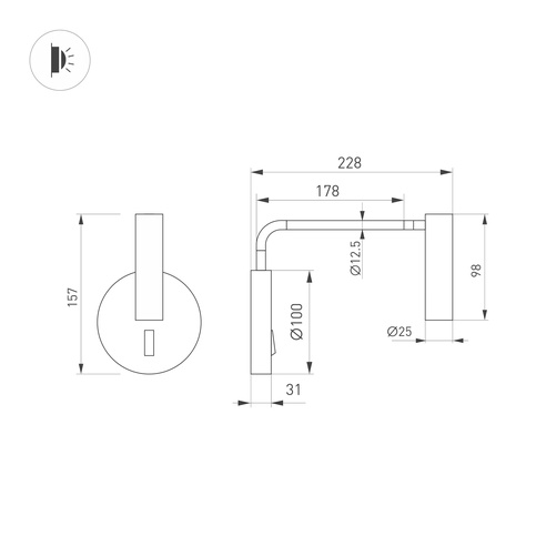 Светильник SP-VERDI-LONG-WALL-3W Warm3000 (BK, 20 deg, 230V) (Arlight, IP20 Металл, 3 года)