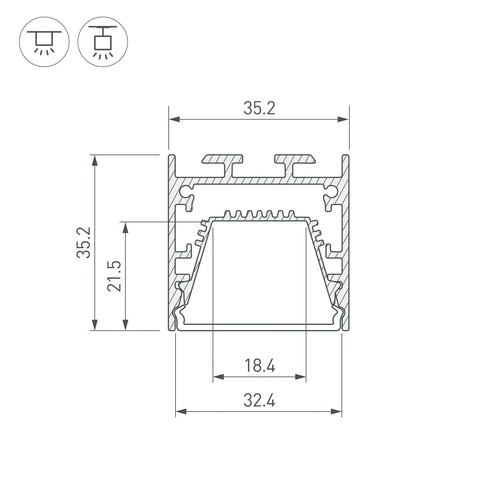 Профиль LINE-3535-TRAY-3000 ANOD (Arlight, Алюминий)