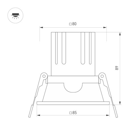 Светильник MS-FLOW-BUILT-S85x85-6W Warm3000 (WH, 55 deg, 230V) (Arlight, IP20 Металл, 5 лет)