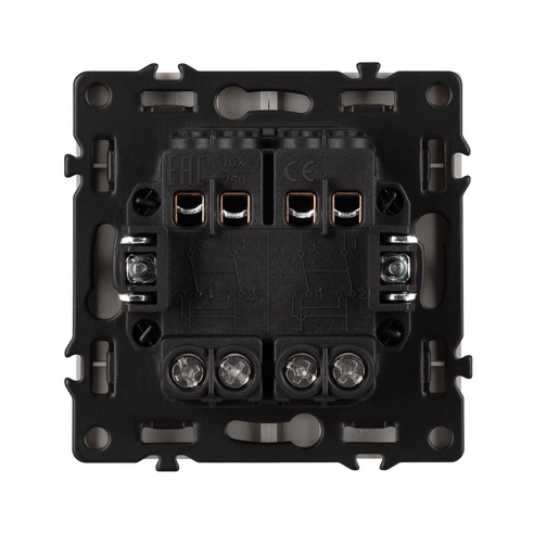 Механизм выключателя двухклавишный перекрёстный SWT-NOBE-MKX2-SFPL-CA (230V, 10A) (Arlight, Кашемир)