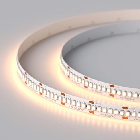 Лента светодиодная RT-A240-10mm 24V Warm2700 (19.2W/m, IP20, 3528, 5m) (Arlight, 19.2 Вт/м, IP20)