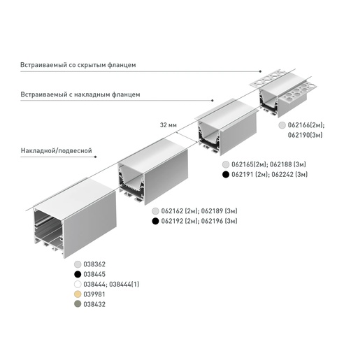 Профиль LINE-3535-TRAY-2000 ANOD (Arlight, Алюминий)