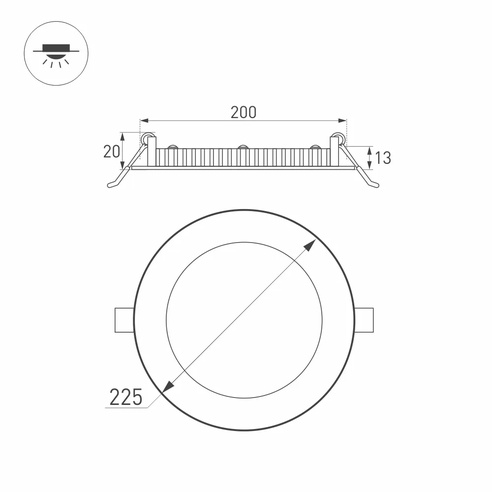 Светильник DL-225M-21W Day White (Arlight, IP40 Металл, 3 года)
