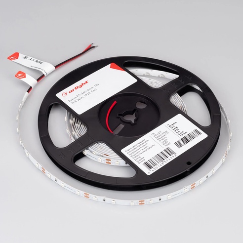 Лента светодиодная RT-A60-8mm 12V Red (4.8 W/m, IP20, 2835, 5m) (Arlight, 4.8 Вт/м, IP20)