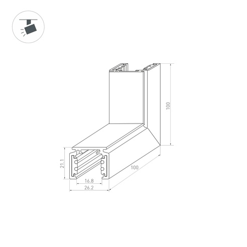 Коннектор угловой MAG-ORIENT-CON-2620-L90-EXT (WH, внешний) (Arlight, IP20 Металл, 3 года)