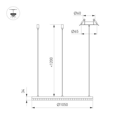 Светильник SP-DIAMOND-R1050-60W Warm3000 (BK, 45 deg, 230V, TRIAC) (Arlight, IP20 Металл, 5 лет)