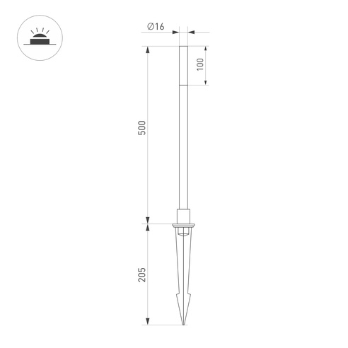 Светильник KT-CANNA-L500-1W Warm3000 (DG, 110 deg, 24V) (Arlight, IP65 Металл, 3 года)