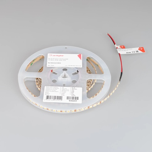 Лента светодиодная RZ-A120-6mm 12V Day4000 (12 W/m, IP20, 2835, 5m) (Arlight, 12 Вт/м, IP20)