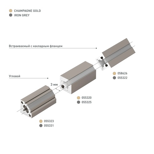 Профиль c экраном SL-KANT-H10-SQUARE-2000 CHAMPAGNE GOLD (Arlight, Алюминий+пластик)