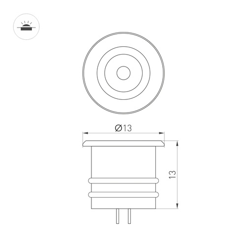 Светильник ART-PICCOLO-BUILT-R13-1W Warm3000 (BRS, 30 deg, 3V) (Arlight, IP40 Металл, 3 года)