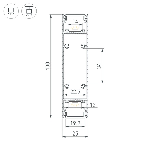 Профиль SL-LINE-25100-DUAL-2500 WHITE (Arlight, Алюминий)
