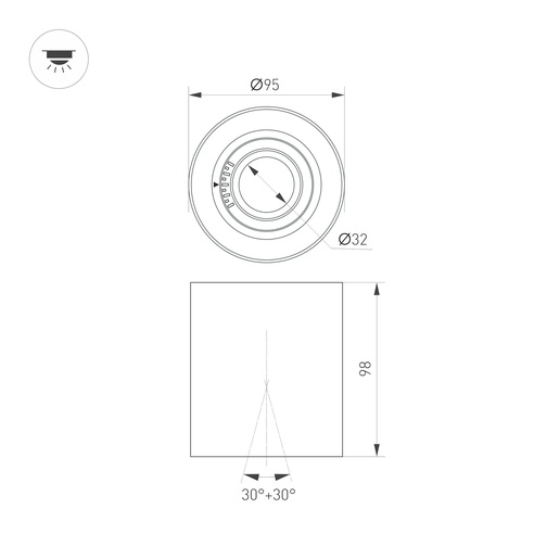 Светильник SP-ACENTO-R95-10W Warm3000 (WH, 20-45 deg, 230V) (Arlight, IP20 Металл, 5 лет)