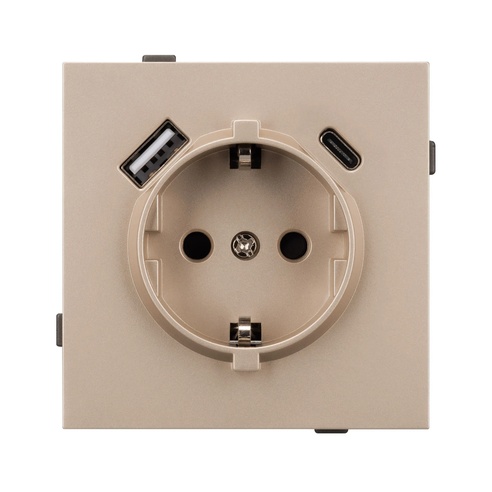 Механизм розетки с USB зарядкой SCT-TENDO-MUAC-PL-GD (230V, 16A) (Arlight, -)