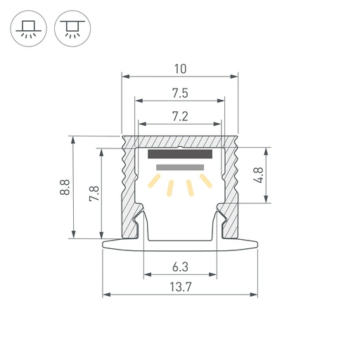 Профиль SL-MINI-10-2000 ANOD (Arlight, Алюминий)