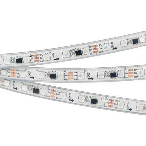 Лента светодиодная герметичная SPI-PFS-B60-12mm 12V RGB-PX3 (14.4W/m, IP68, 5060, 5m) (Arlight, бегущий огонь)