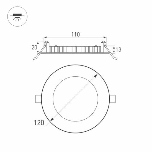 Светильник DL-120M-9W Warm White (Arlight, IP40 Металл, 3 года)