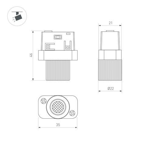Светильник MAG-ORIENT-BABY-R22-2W Warm3000 (BK, 24 deg, 48V) (Arlight, IP20 Металл, 5 лет)