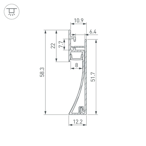Профиль PLINTUS-H58-F-2000 WHITE (Arlight, Алюминий)