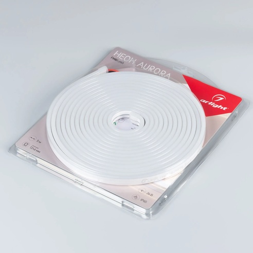 Лента светодиодная герметичная AURORA-PS-A120-12x6mm 24V White6000 (10 W/m, IP65, 2835, 5m) (Arlight, Силикон)