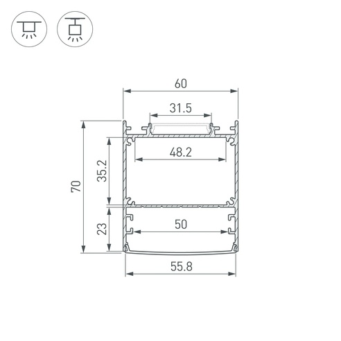 Профиль LINE-6070-3000 ANOD BLACK (Arlight, Алюминий)